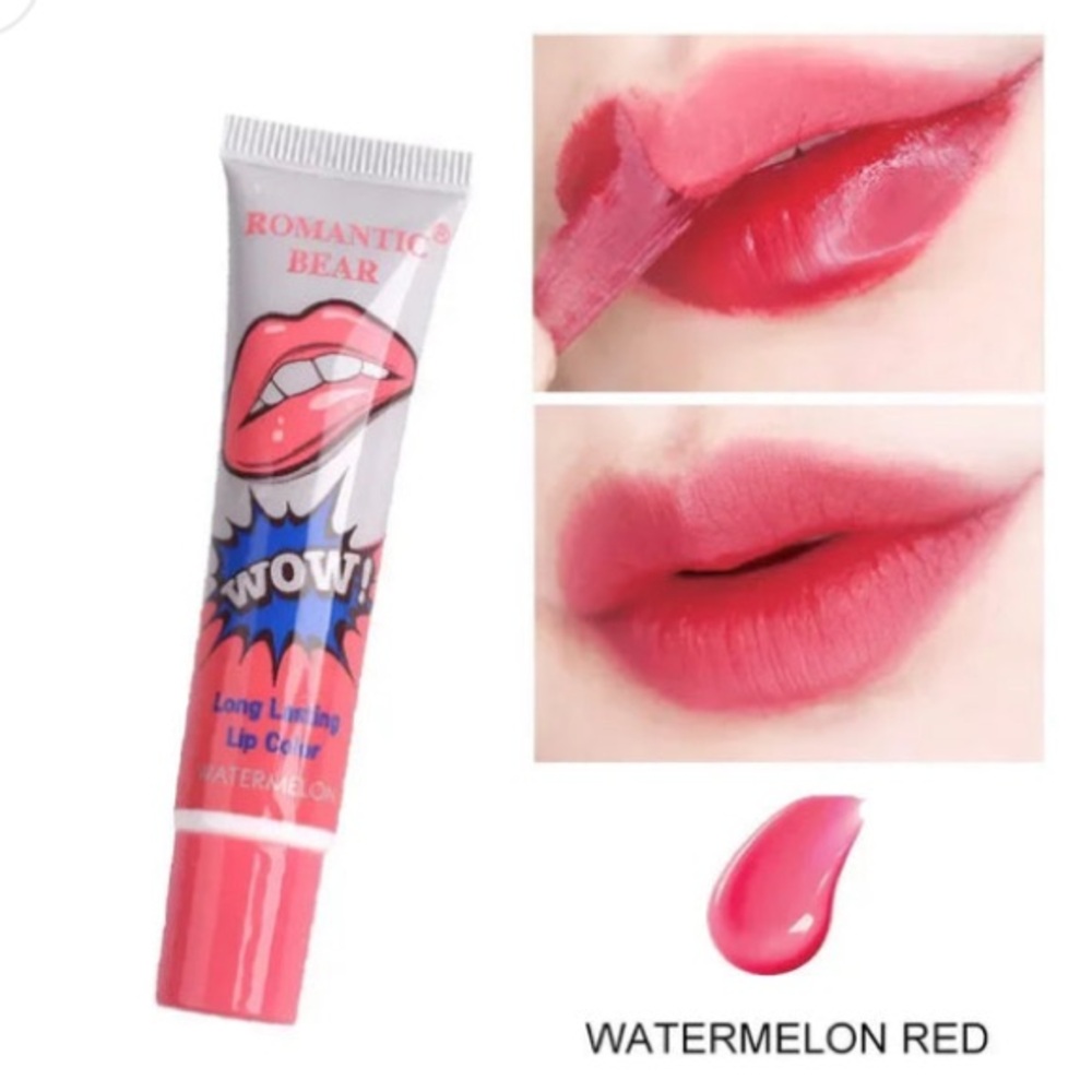 ⚫️ Korean WOW Romantic Bear Watermelon Peel Off Tattoo Lip Stain Lip Gloss